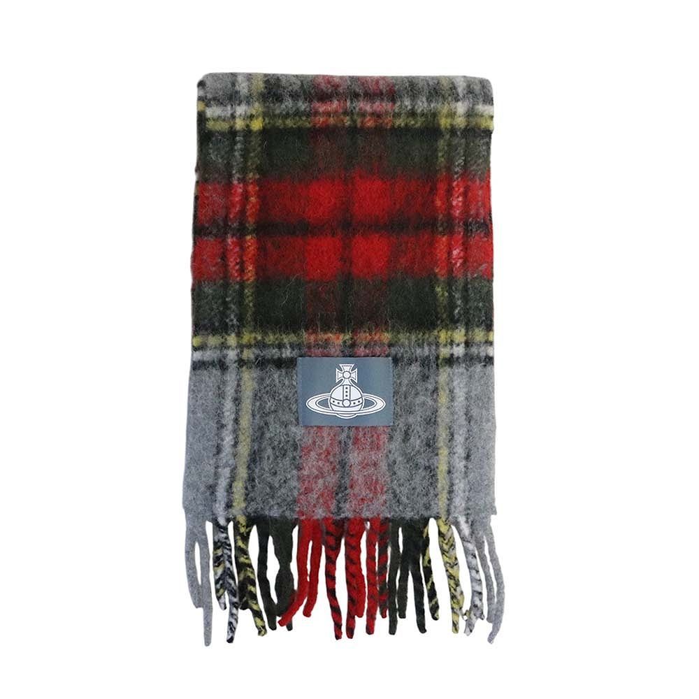 ヴィヴィアンウエストウッド VIVIENNE WESTWOOD CHUNKY TARTAN マフラー ウール オーブ ロゴ ユニセックス レッド ブランド おしゃれ 記念 プレゼント ギフト