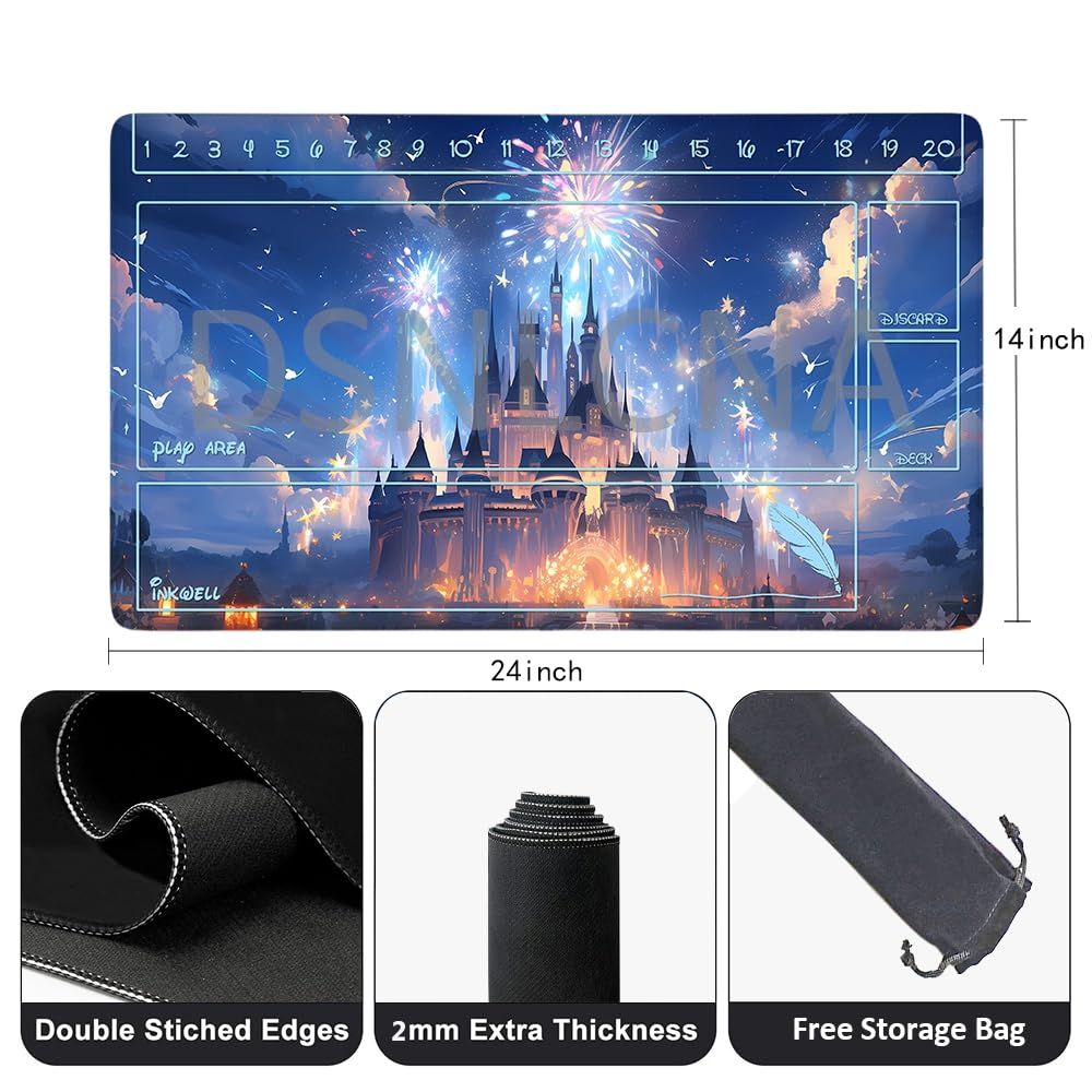 Lorcana TCG Compatible 24x14 Playmat com: Inches Playmats - | Size Gaming EDGFRTOIO With Zone ゲームマット、滑り