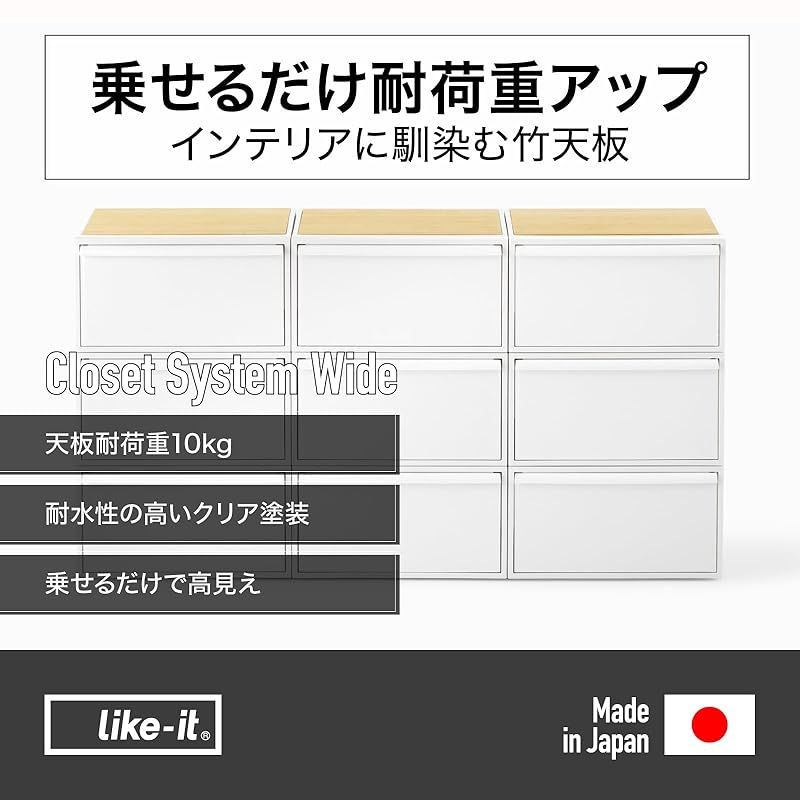 ライクイット like-it 収納ボックス クローゼットシステム用竹製天板 ワイド 引出し別売り CS-P15