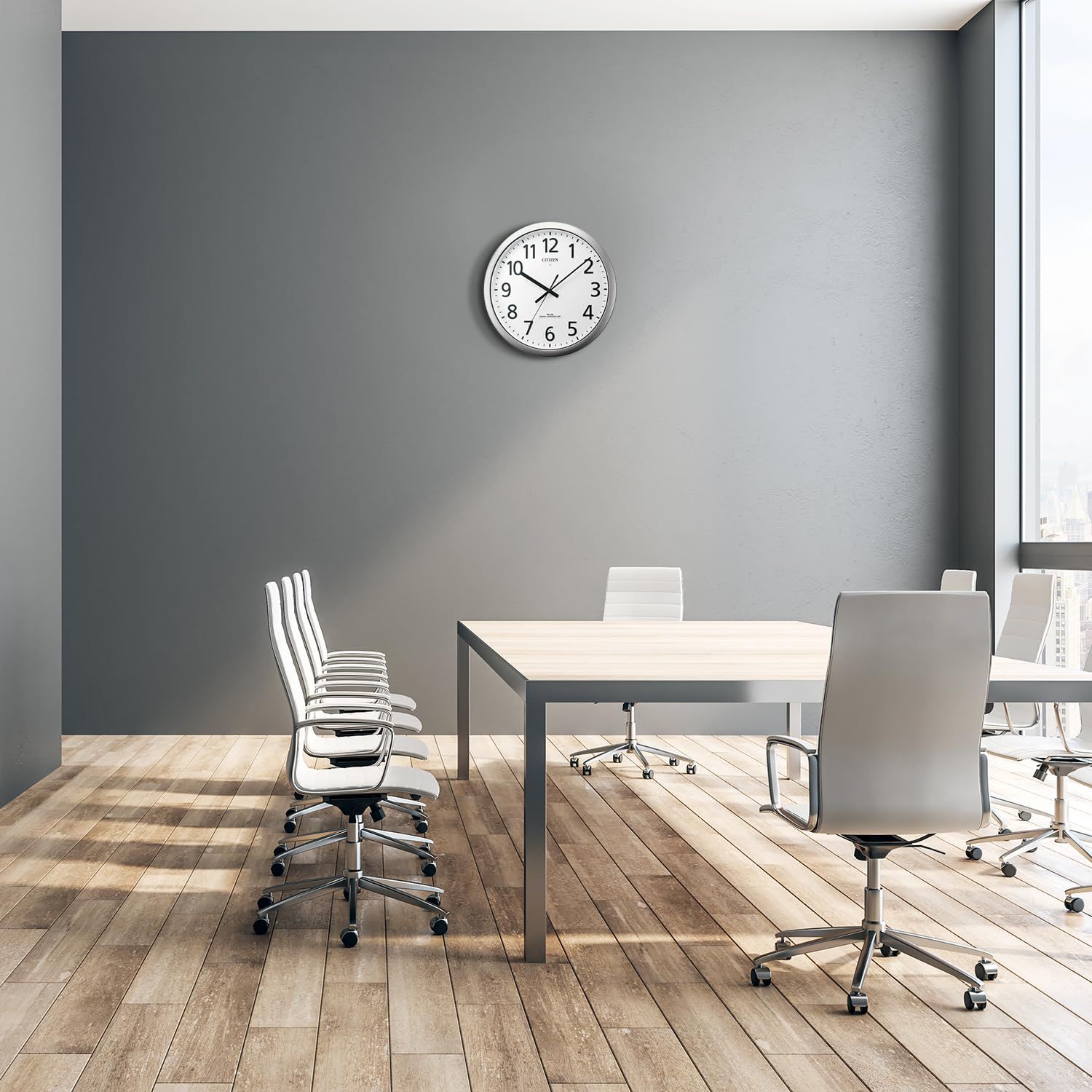 リズム(RHYTHM) 掛け時計 電波時計 オフィス 屋内用 防滴 防塵 静音