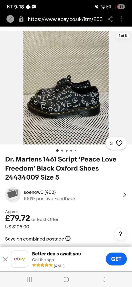  DR MARTENS ドクターマーチン1461 LOVE PEACE プリンティング シューズ ローファー ブーツ 革靴