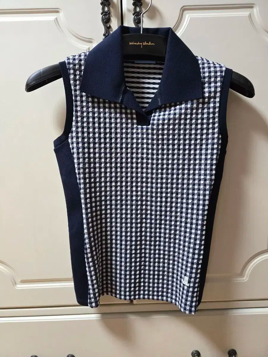 LANVIN BLANC ギンガムチェック KARA カラ ノースリーブ ゴルフウェア