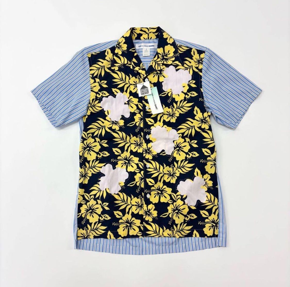 16ss 2016 COMME des GARCONS SHIRT コム デ ギャルソン シャツ ハイビスカス カットワーク ストライプ シャツ S 定価58 968円 705