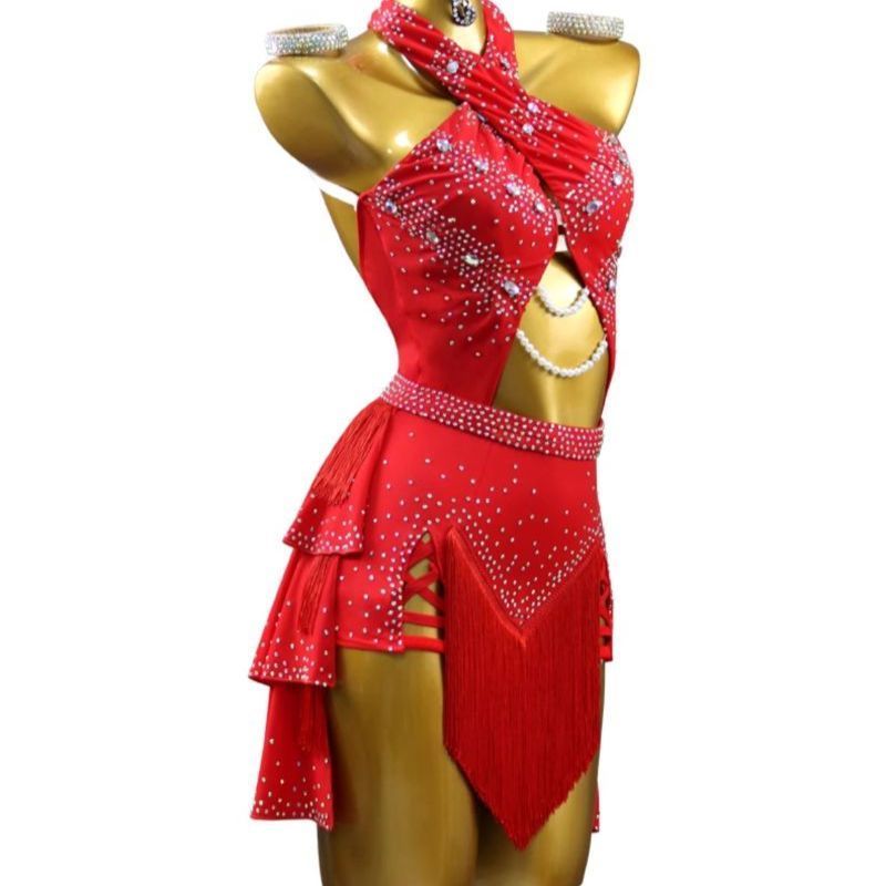 サマーセール開催中！ 感 社交ダンス ドレス レディース 競技用 ステージ 舞台衣装 発表会 ダンスウェア ラテン サンバ ルンバ チャチャ ワルツ タンゴ モダンダンス パーティー 演出服 フラメンコ ベリーダンス フォーマルドレス P-142 お手入れ簡単な