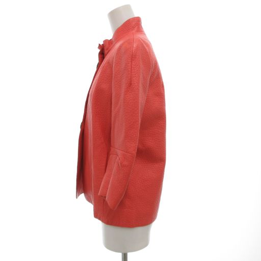 【中古】マルニ MARNI SUMMER EDITION 2012 ラムレザージャケット 七分袖 羊革 スタンドカラー 38 ピンク /GV マルニ MARNI SUMMER EDITION 2012 ラムレザージャケット 七分袖 羊革