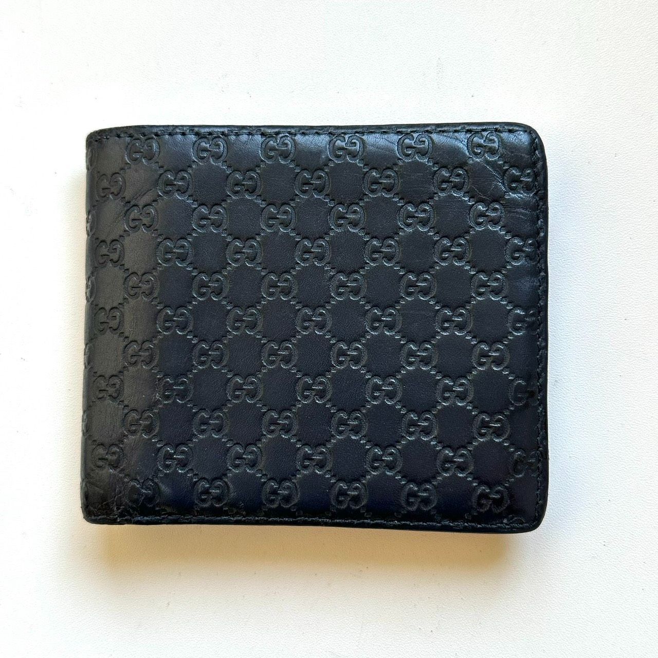 グッチ ２つ折り財布２個セット マイクロ シマ ネイビーとGGパターン グッチ 本物 GUCCI 二つ折り財布 マイクログッチシマ ネイビー グッチ