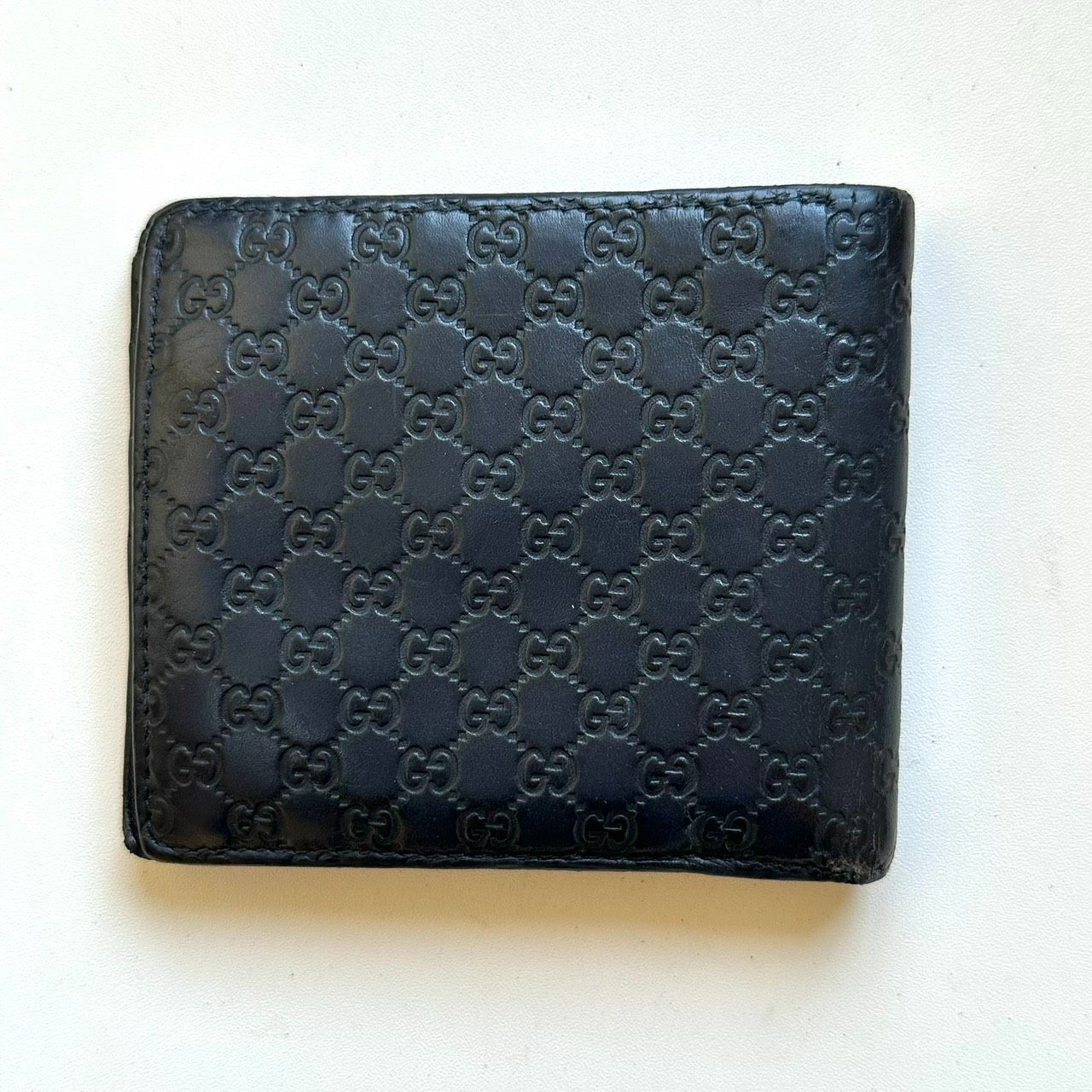 グッチ 本物 GUCCI 二つ折り財布 マイクログッチシマ ネイビー グッチ