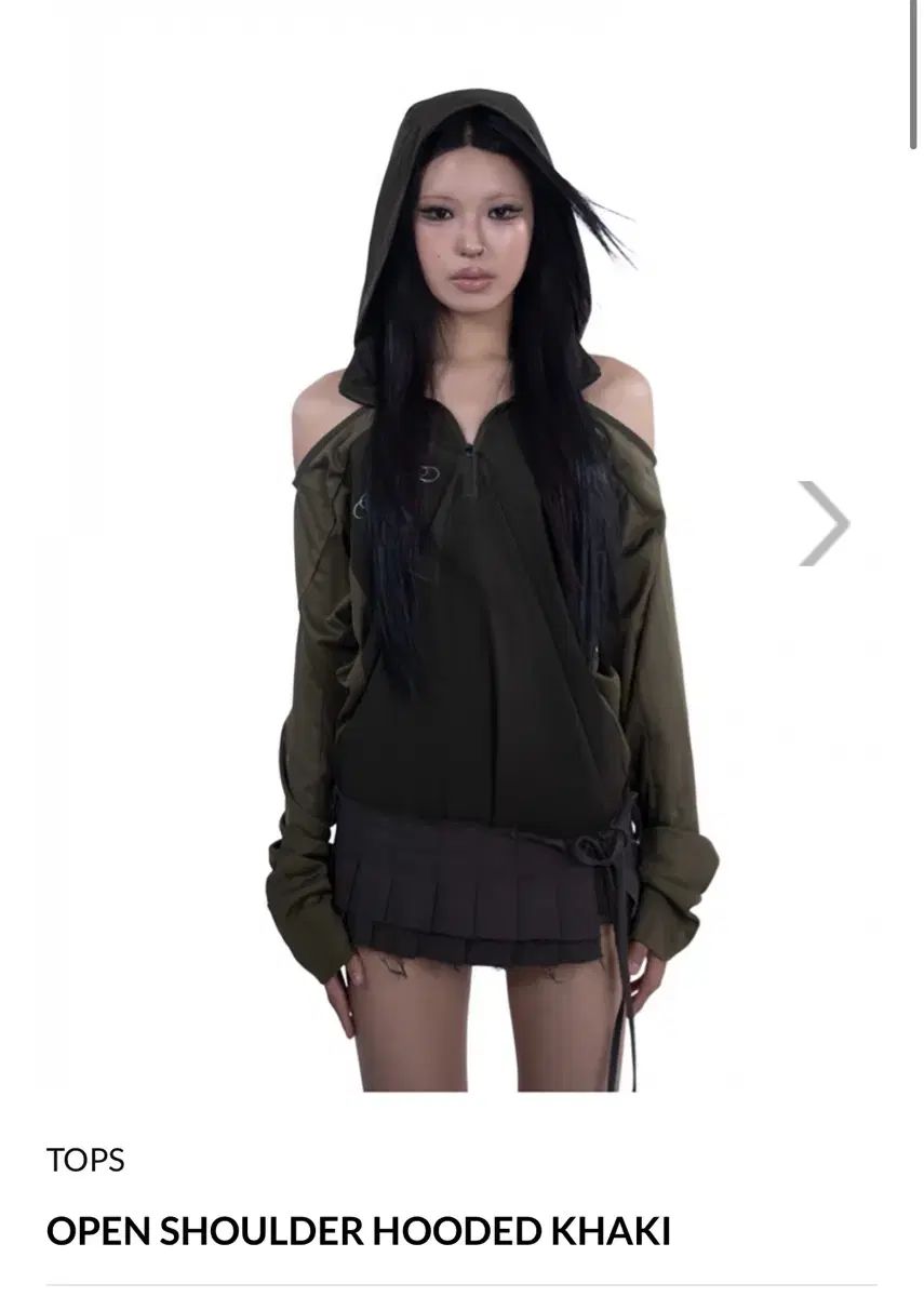 NATUE OPEN SHOULDER HOODED KHAKI WHO フード