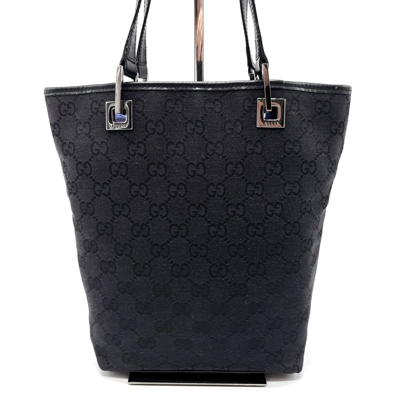 良品 GUCCI トートバッグ GG柄 キャンバス ブラック ロゴ金具 【公式通販】