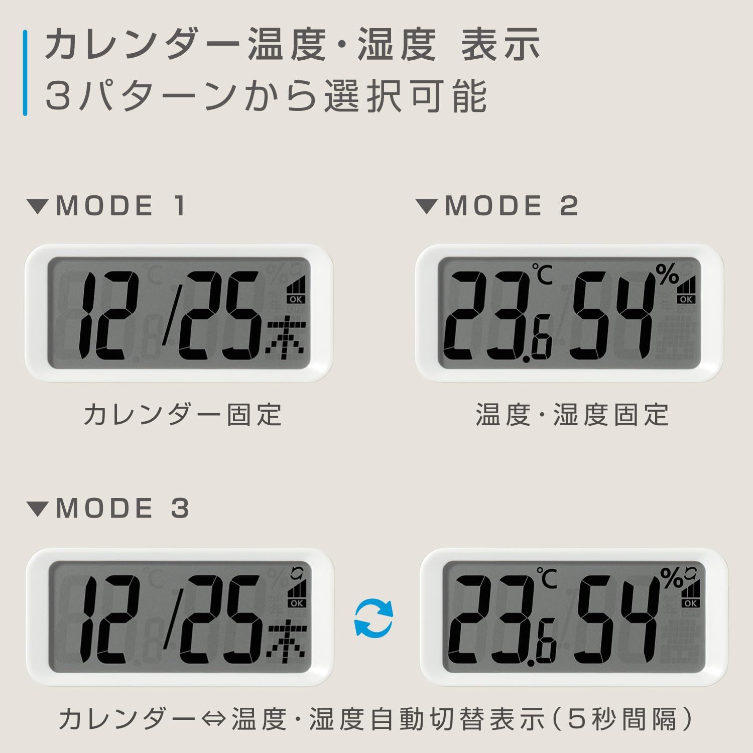 リズム　掛け時計　電波　時計　デジタル　温度　湿度　8rz184sr02 RHYTHM（リズム）イロリアG 置き掛け時計 [電波 温湿度 カレンダー