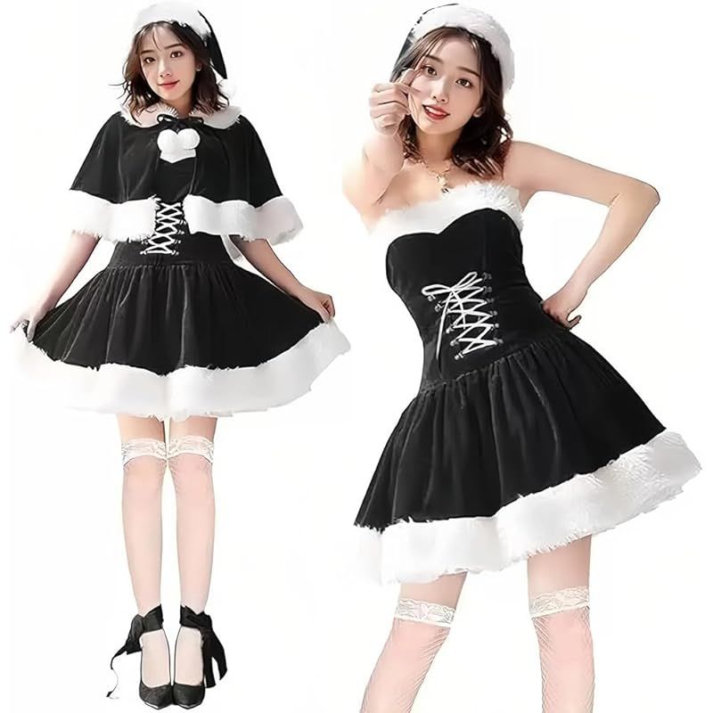 Limspace コスチューム サンタ コスプレ 衣装 ショール付き セクシー ワンピース 誘惑 レディース 仮装 フリーサイズ サンタドレス 女性 サンタワンピース サンタクロース クロース