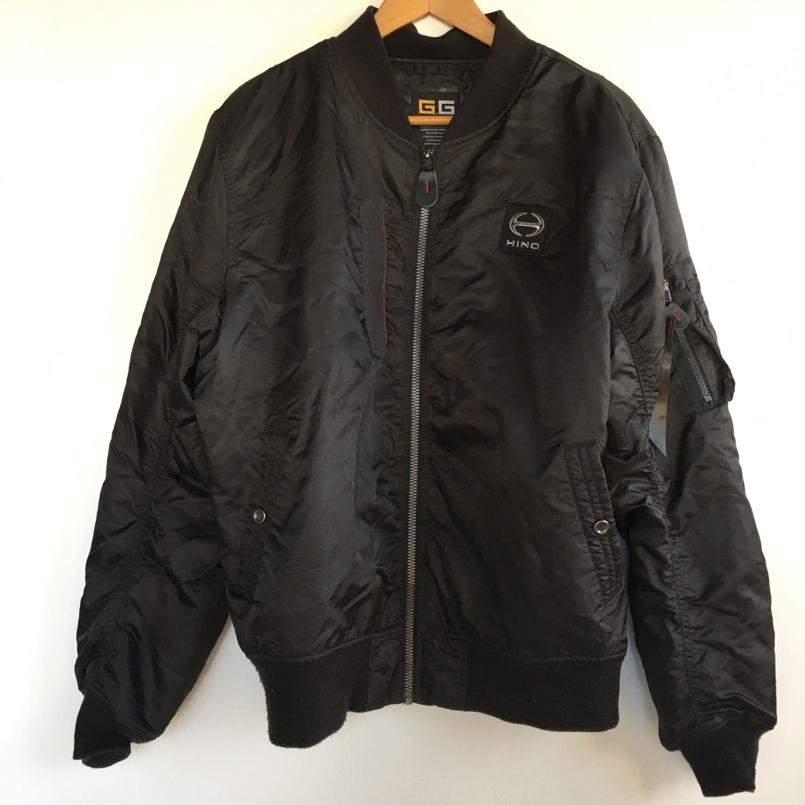 日野自動車 企業ロゴ MA-1ボンバージャケット 2982202511160024 メンズ LL ブラック