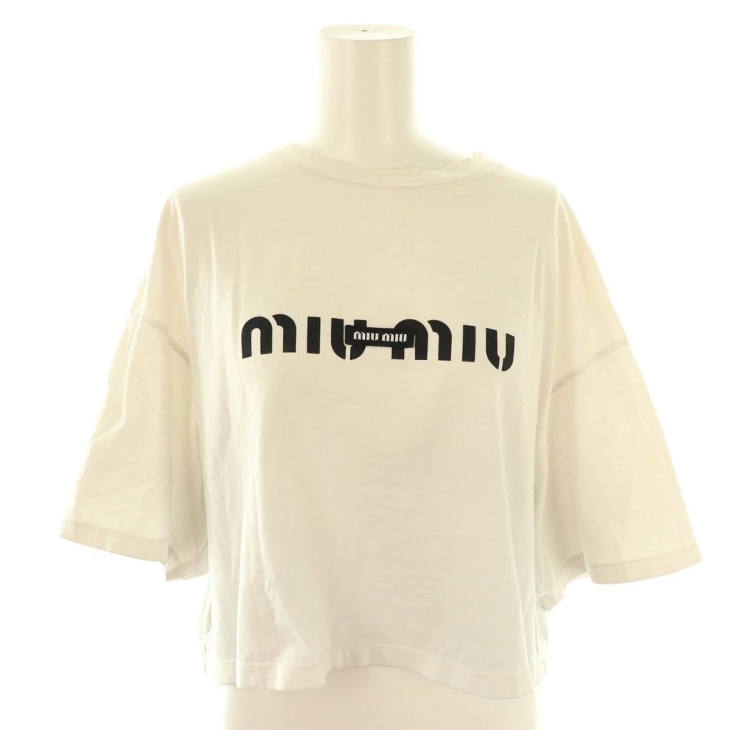 ミュウミュウ miumiu ロゴTシャツ カットソー クロップド S ホワイト