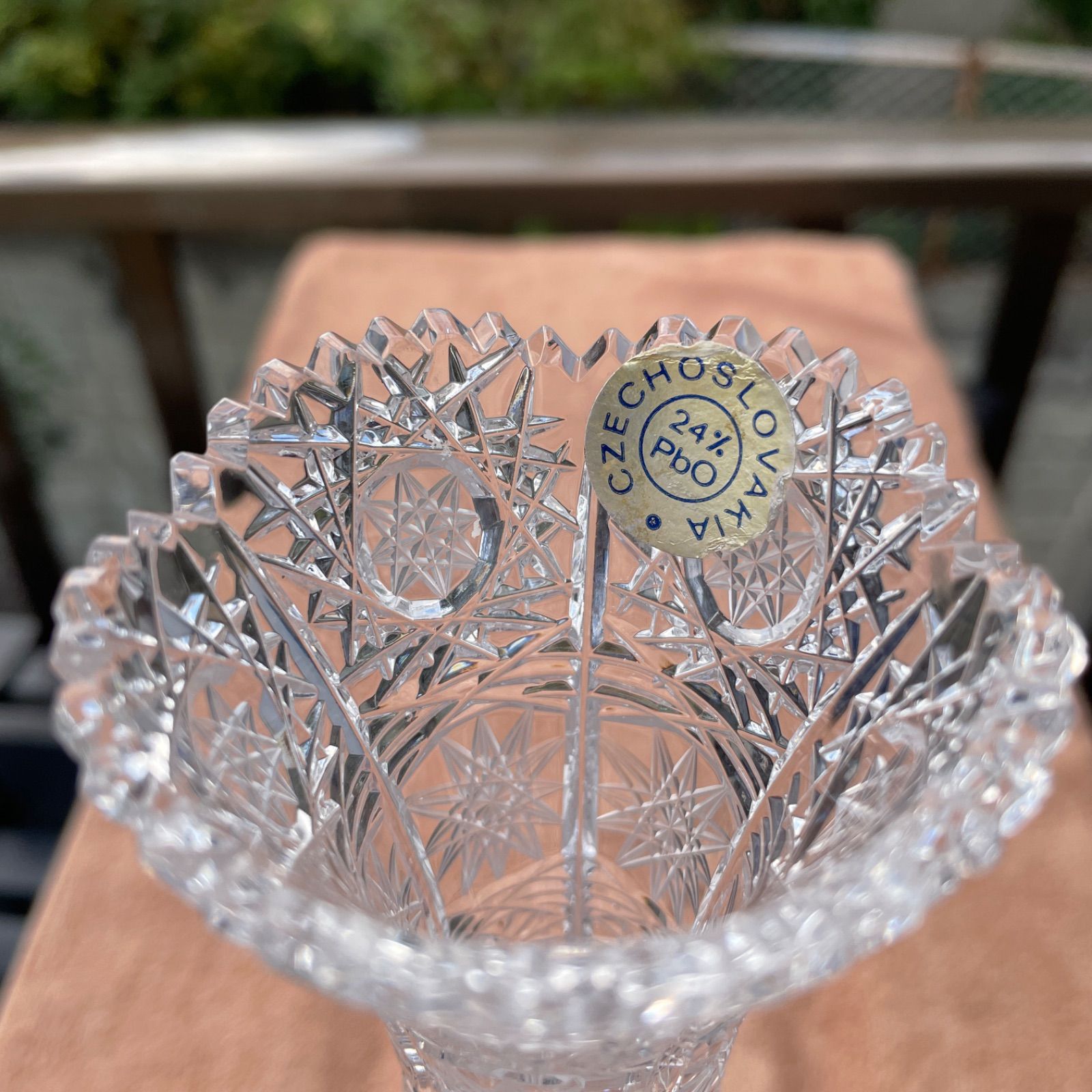 Czechoslovakia カットクリスタル花瓶 約25cm - メルカリ