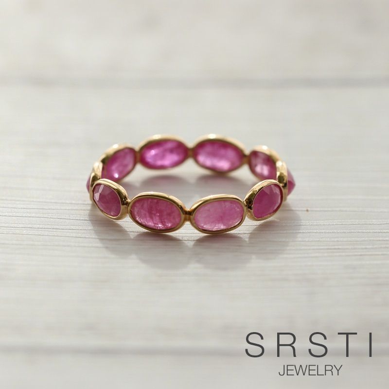  OredeMade ルビーK 14 YGエタニティリング 指輪 リング アクセサリー