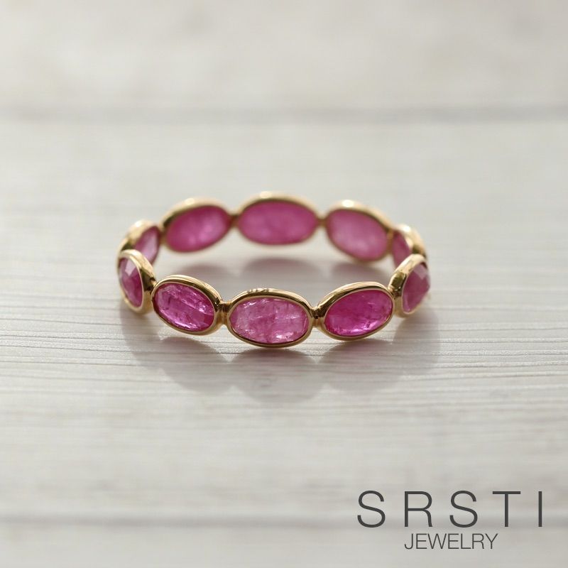 OredeMade ルビーK 14 YGエタニティリング