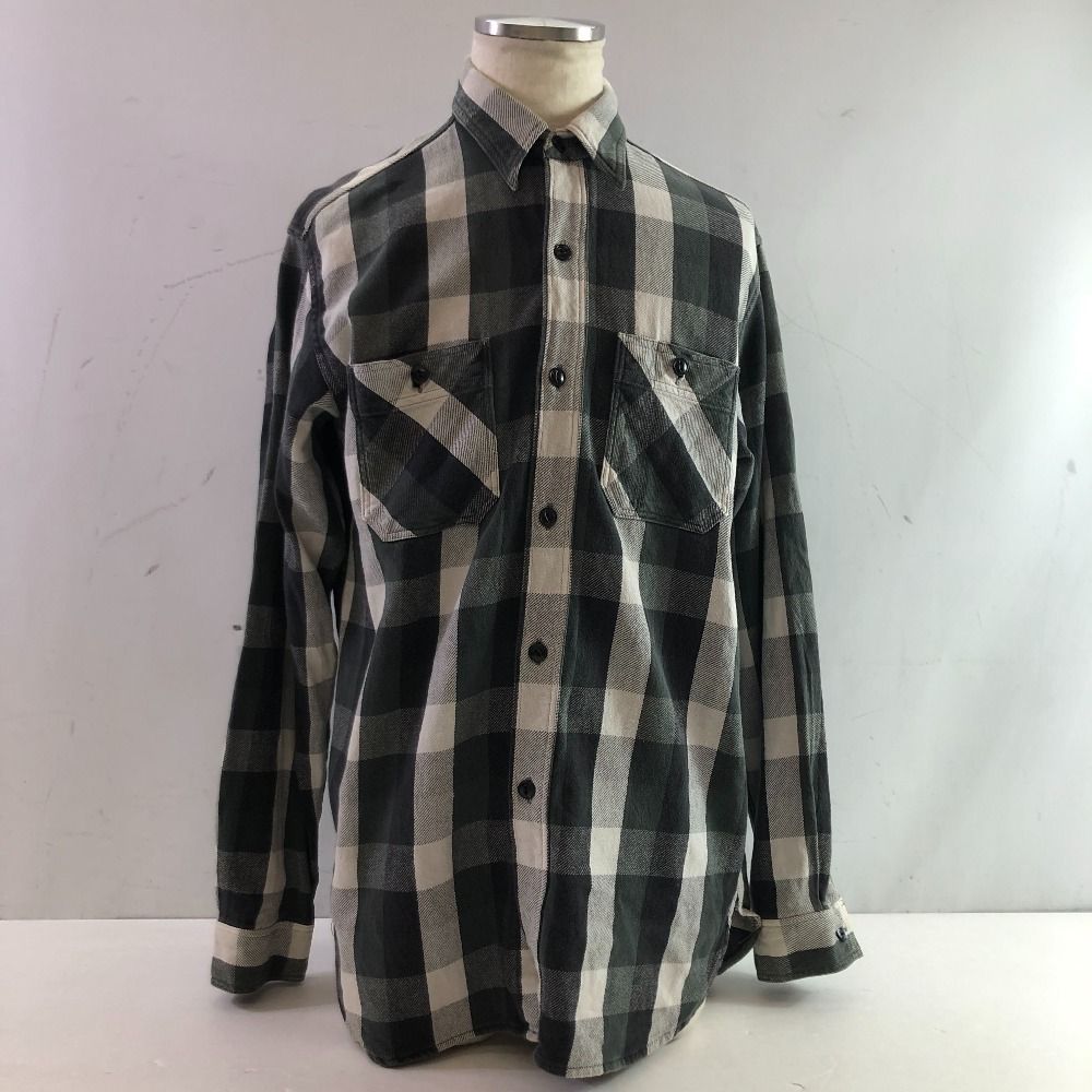 04w5292∞ SUGAR CANE シュガーケーンブロック チェック シャツ 長袖 SC20909 サイズL ブラック ホワイト グレー 綿 八王子店