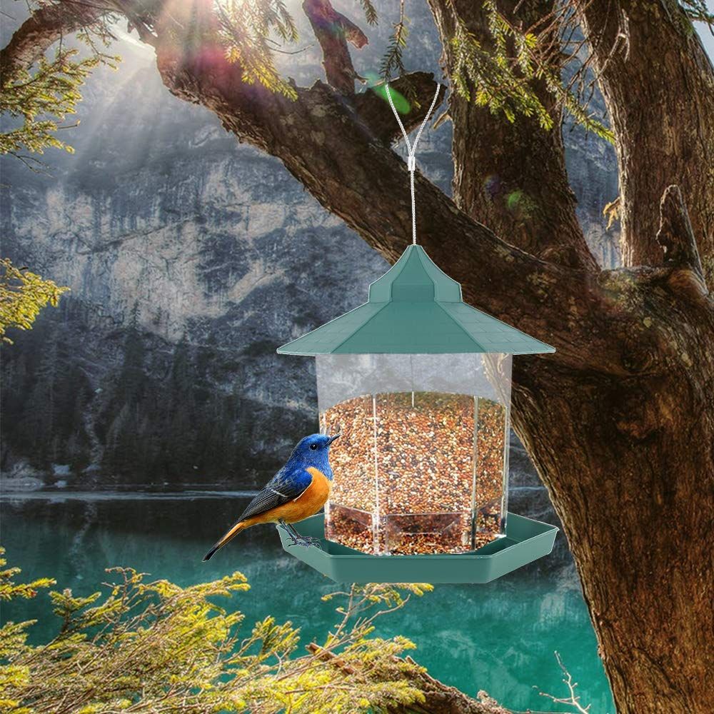 バードフィーダー 野鳥 餌台 屋根 付き 吊下げ 餌場 えさ台 鳥小屋