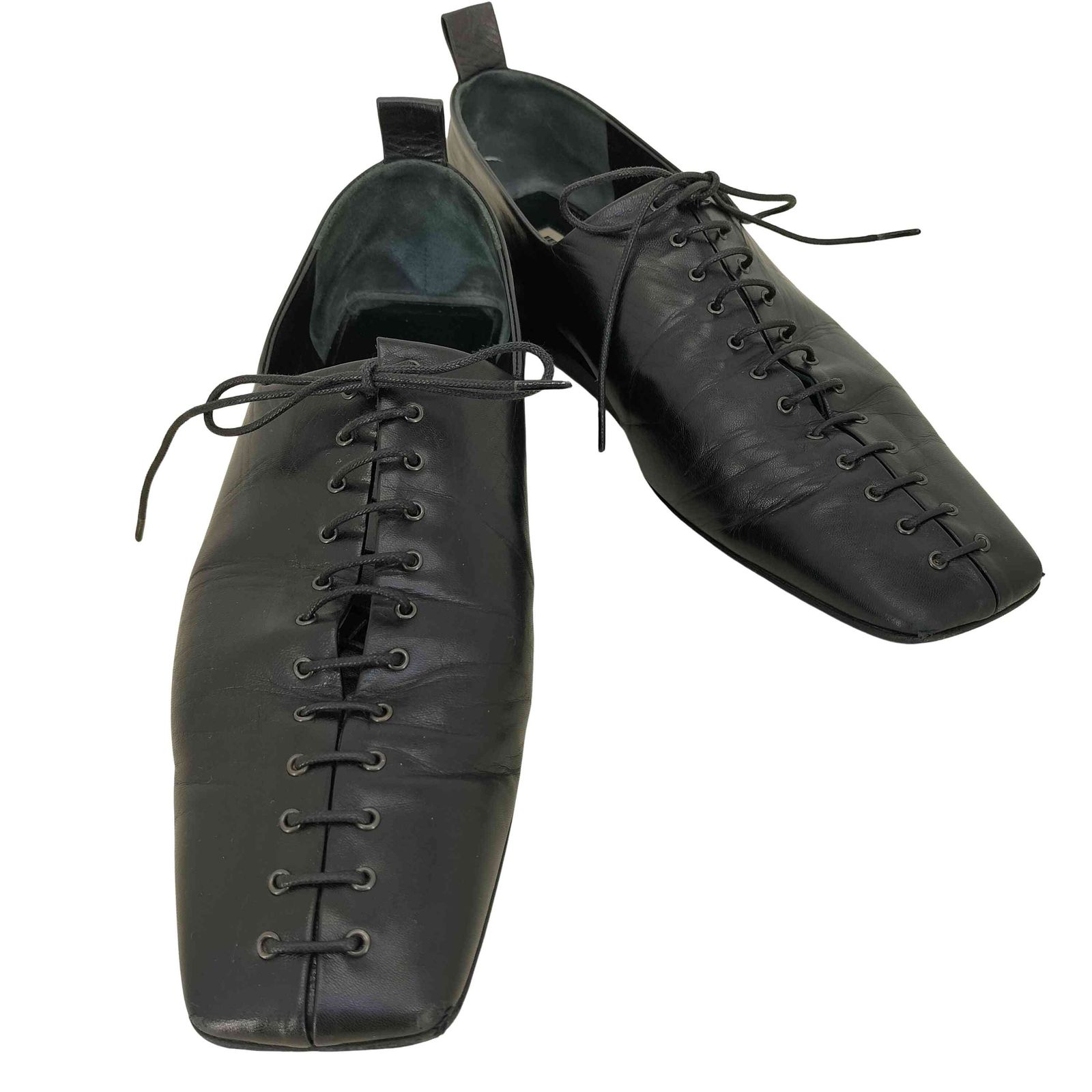 ジルサンダー JIL SANDER スクエアトゥ レースアップ フラットシューズ レディース EUR 37