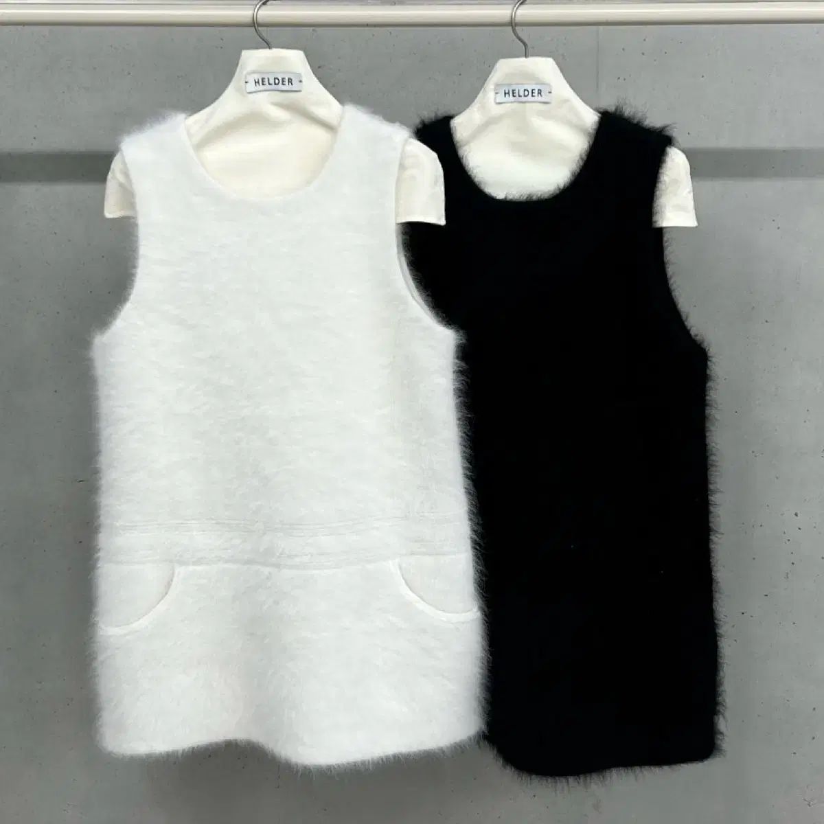  HELDER アンゴラ ONE PIECE カーディガン ブラック 長袖 七分袖 ミニワンピース