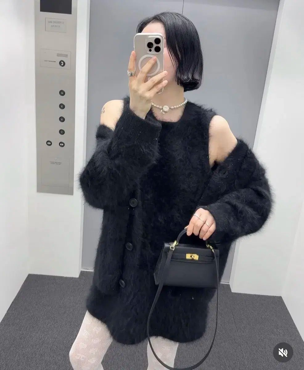 HELDER アンゴラ ONE PIECE カーディガン ブラック