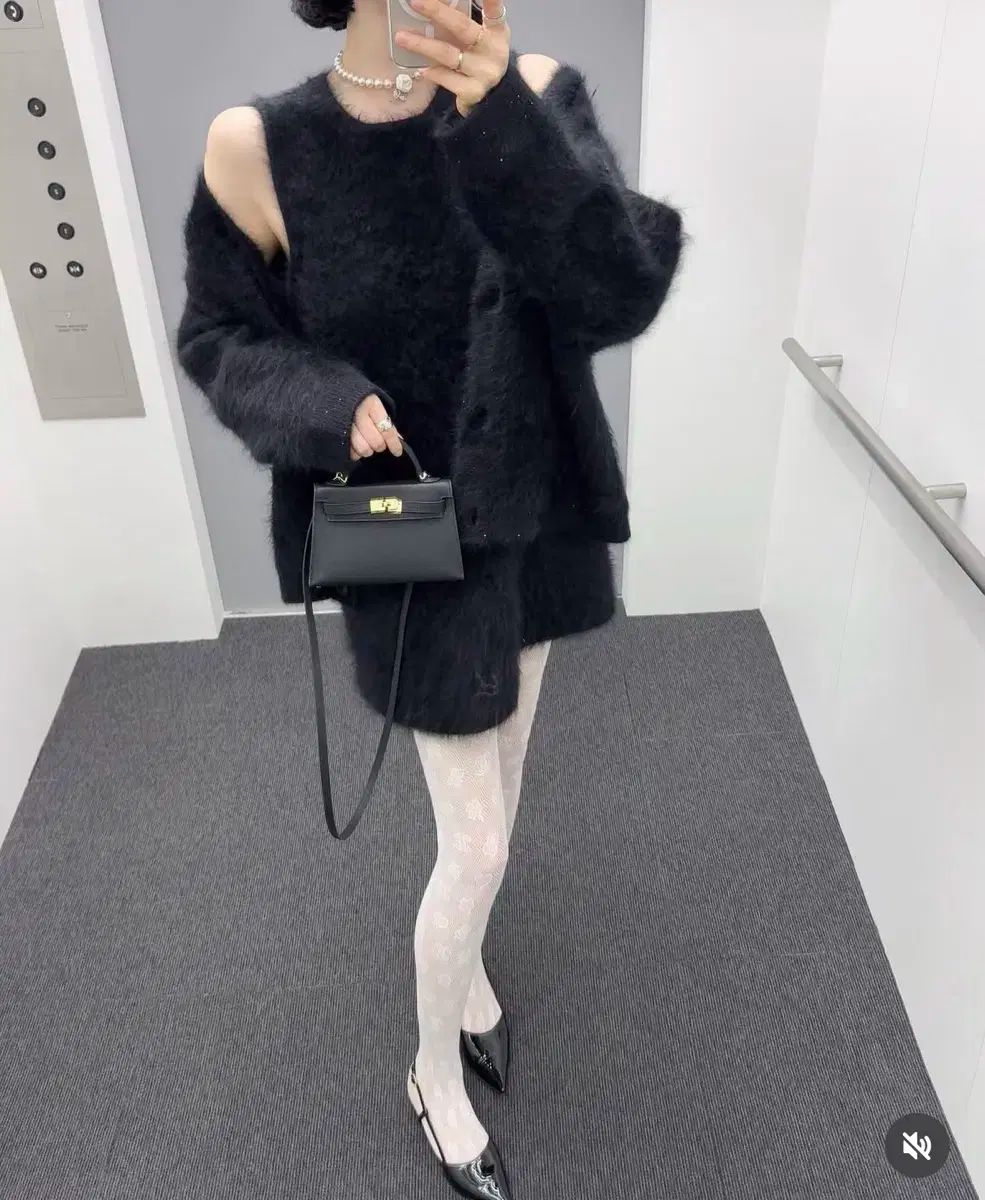 HELDER アンゴラ ONE PIECE カーディガン ブラック