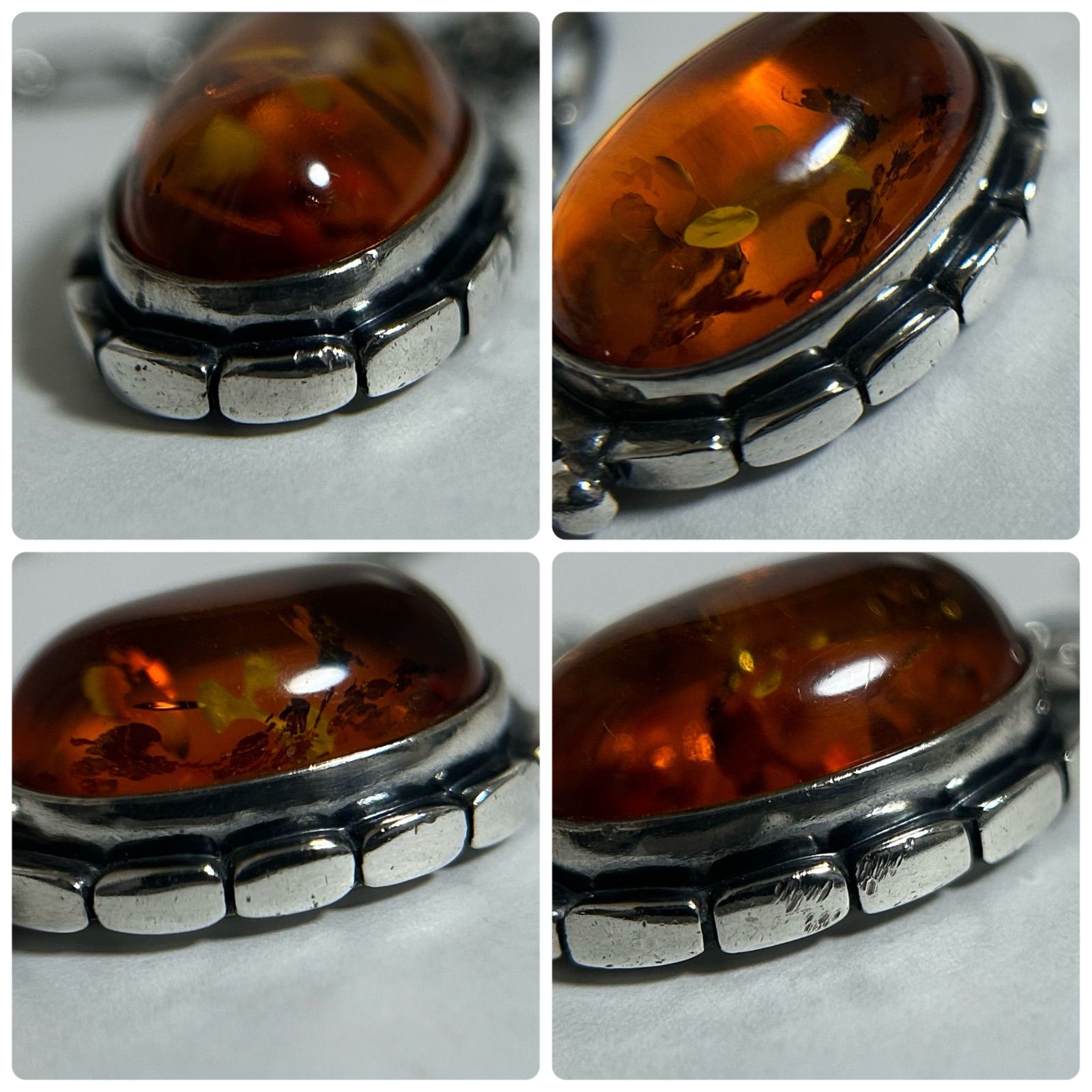 使用感大】 ジョージジェンセン 2001 ネックレス ペンダント 琥珀