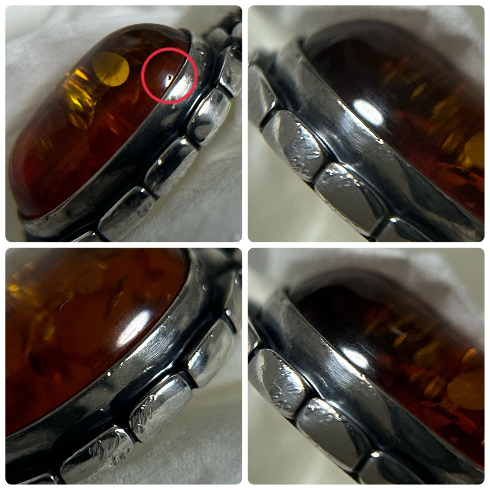 使用感大】 ジョージジェンセン 2001 ネックレス ペンダント 琥珀