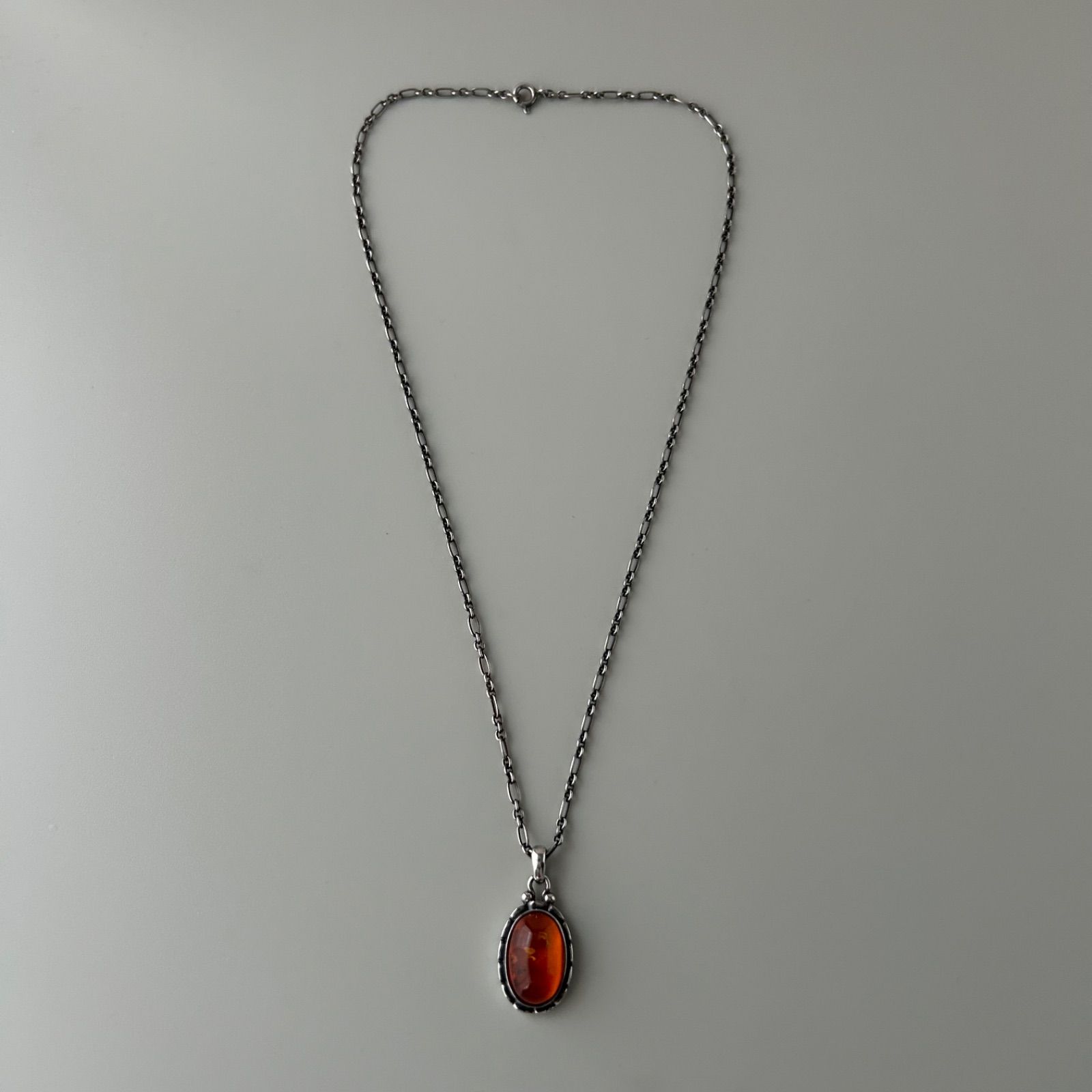 使用感大】 ジョージジェンセン 2001 ネックレス ペンダント 琥珀