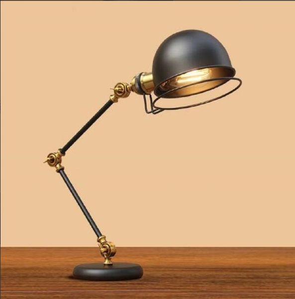 ビンテージ調インダストリアル電気スタンドブラック デスク ランプ 照明 工業系