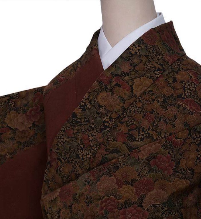訪問着 縮緬 糸目友禅 赤茶 身丈147cm 裄63cm パーティー 舞台 着物 接待 芸子 粋 正絹 美品 訳あり 繰越大きい 13,320円