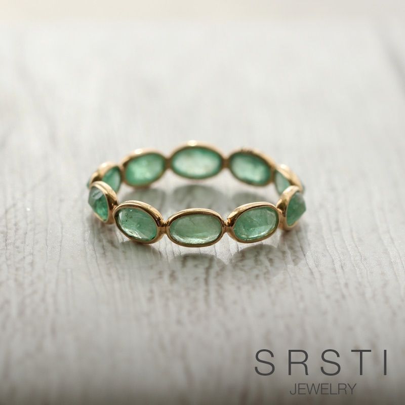 OrederMade エメラルドK14YGエタニティリング