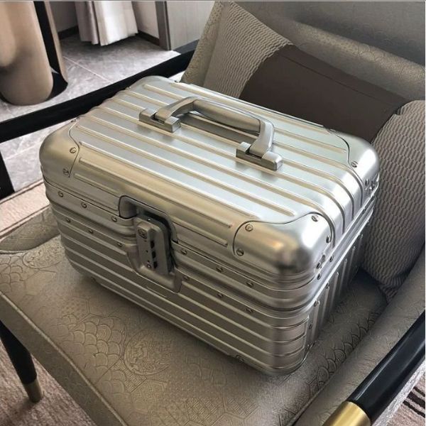アルミメイクボックス 12インチ 小型 全金属 アルミケース 道具箱 お化粧道具 トランク コスメケース TSAロック スーツケース