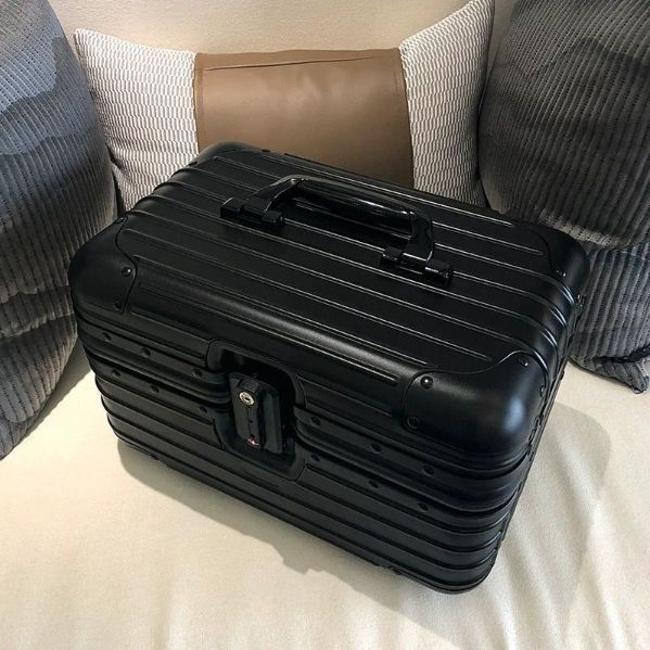 アルミメイクボックス 12インチ 小型 全金属 アルミケース 道具箱 お化粧道具 トランク コスメケース TSAロック スーツケース