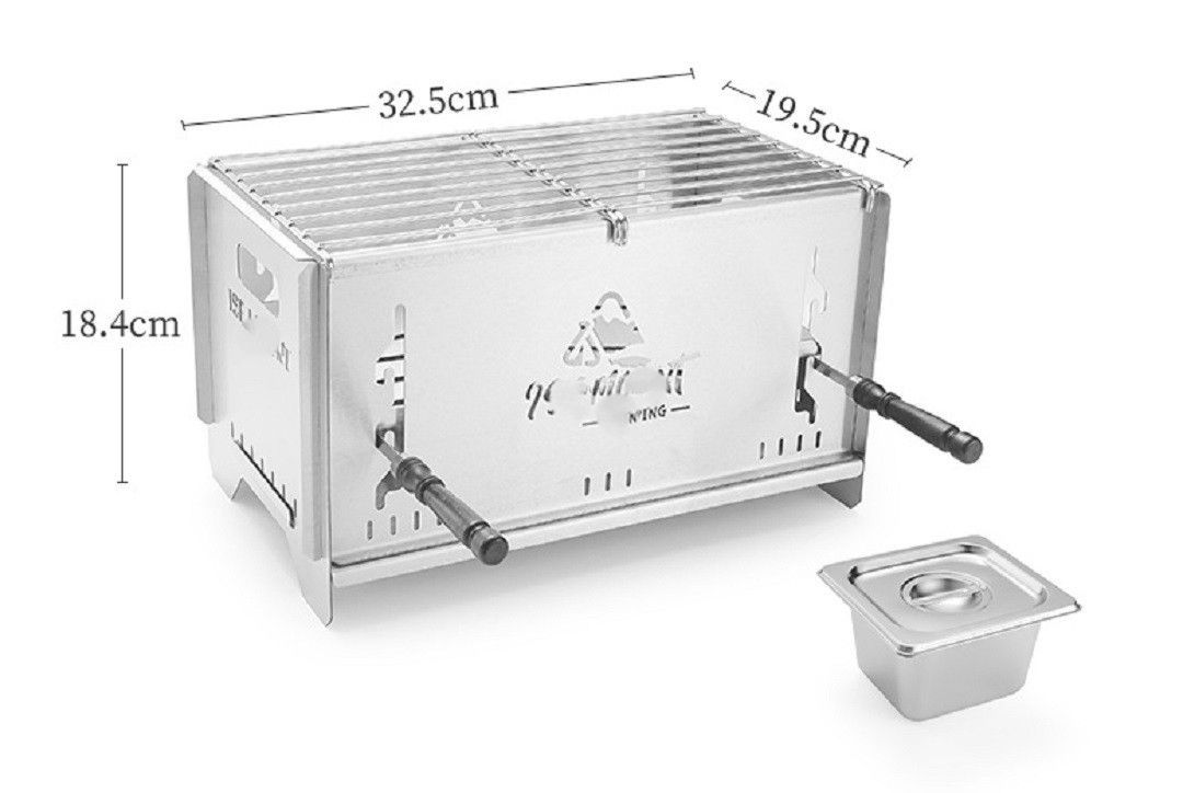 超高品質バーベキューコンロ おでん鍋卓上BBQ組立式ステンレス製炭グリルポータブルキャップ アウトドア 3kg 収納付き 19.5×32.5×18.4m