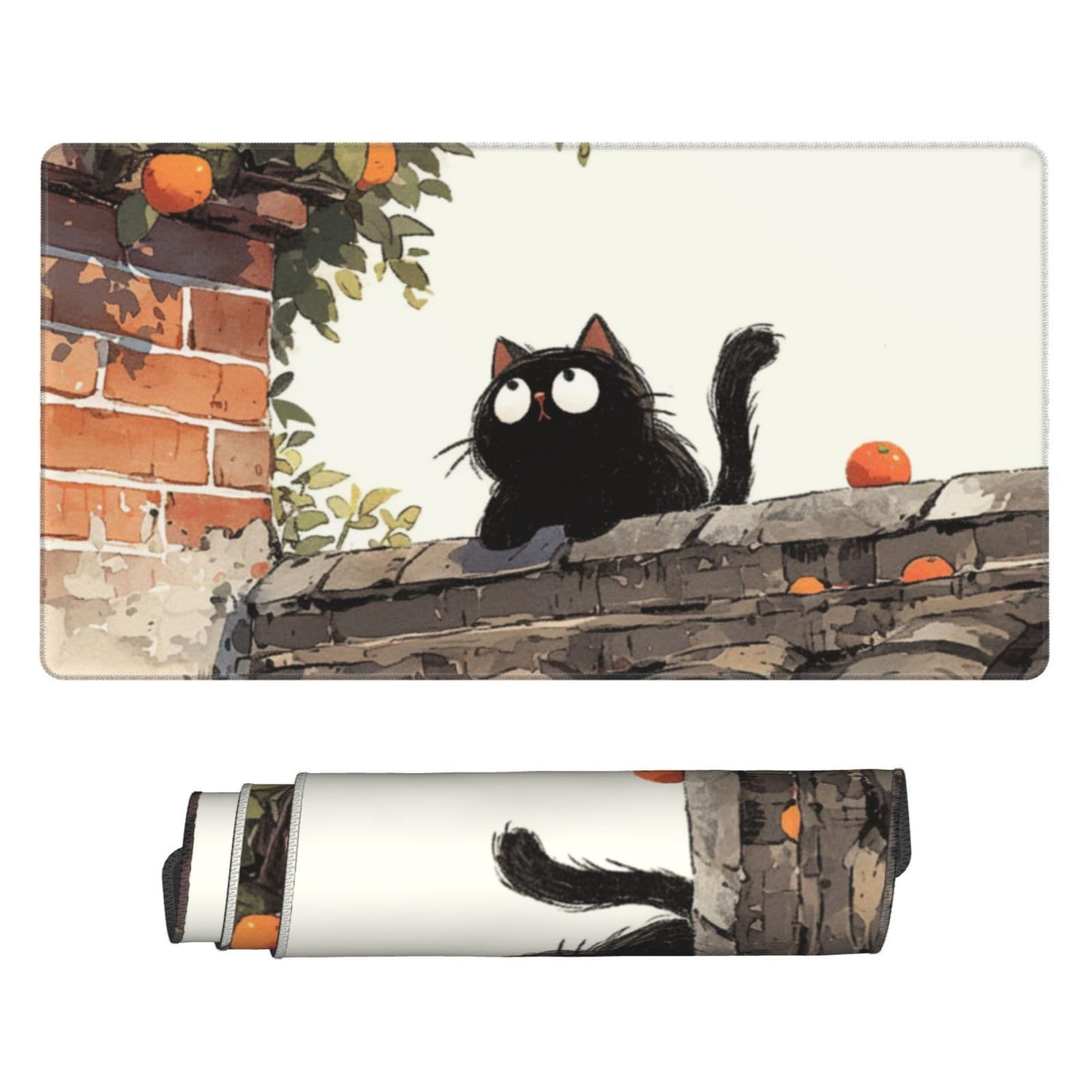 マウスパッド 大型 ゲーミング 黒 猫 アニメ ネコ マウスマット デスク