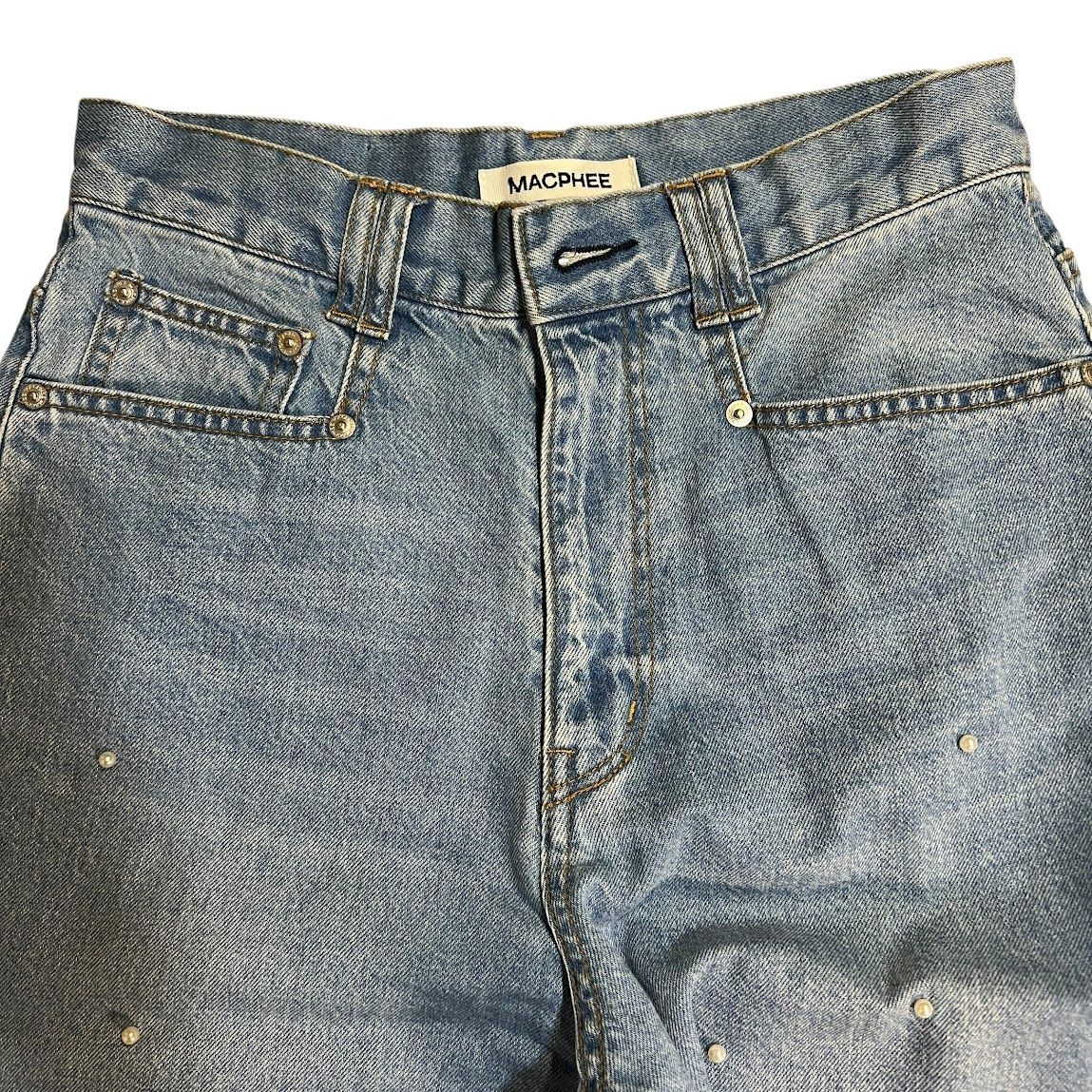 C404 MACPHEE マカフィー パールデニム コクーン テーパードパンツ