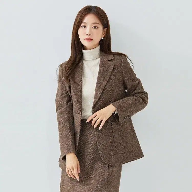 ヘリンボーン ブラウンスポーツブラ ジャケット パンツ セット