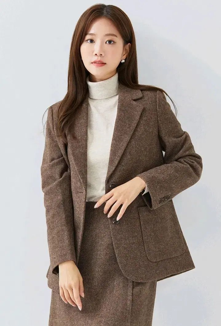 ヘリンボーン ブラウンスポーツブラ ジャケット パンツ セット