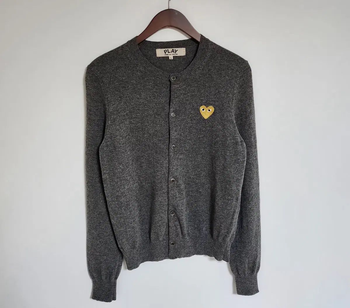 L コム デ ギャルソン チャコール GOLDワッペン レディース カーディガン AZ-N049