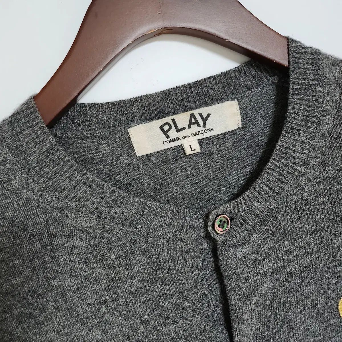 L コム デ ギャルソン チャコール GOLDワッペン レディース カーディガン AZ-N049