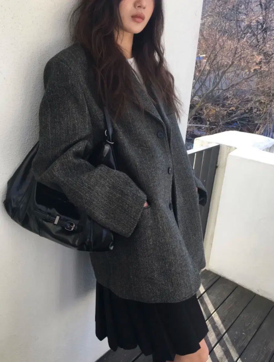 イズイズ ヘリンボーン ウールジャケット