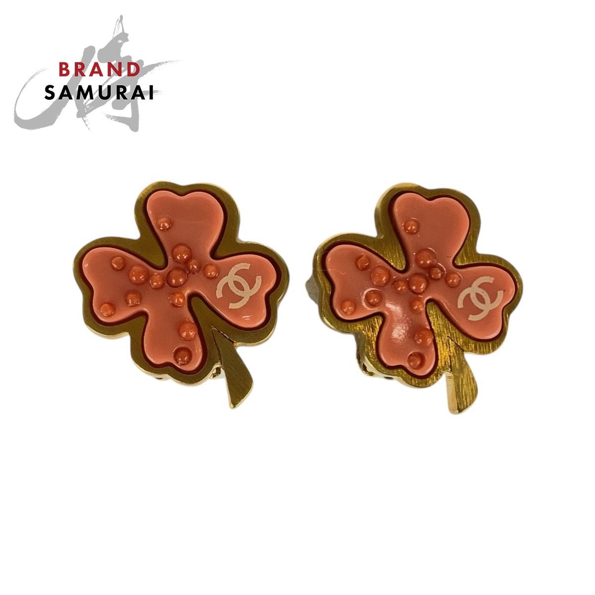 CHANEL シャネル クローバー ココマーク ゴールド ピンク メッキ イヤリング レディース 506066