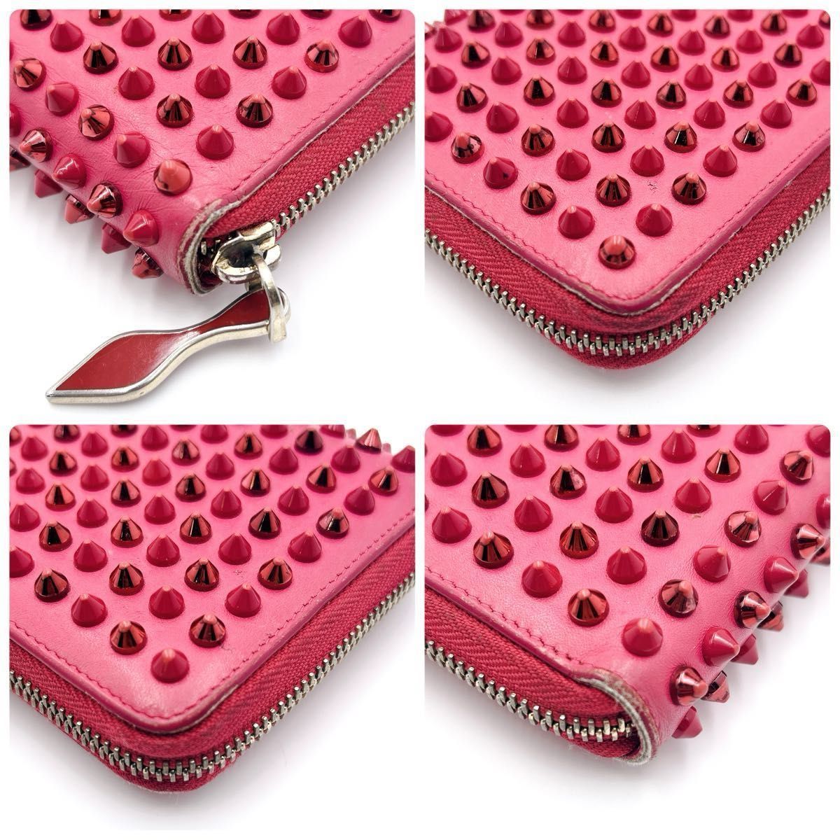 【美品】クリスチャンルブタン パネトーネラウンドファスナー ピンク 長財布 Christian Louboutin クリスチャン・ルブタン ラウンド長財布