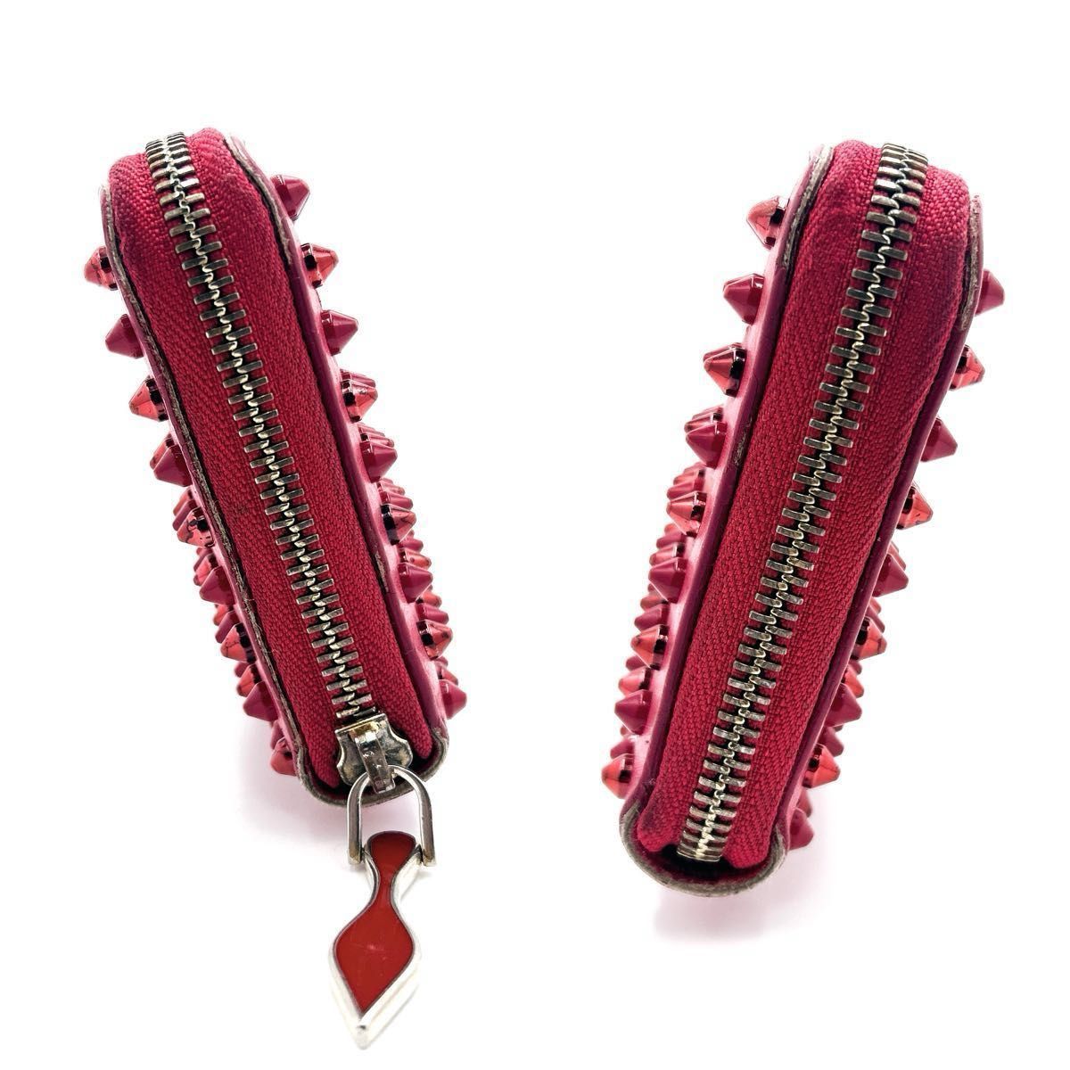 【美品】クリスチャンルブタン パネトーネラウンドファスナー ピンク 長財布 Christian Louboutin クリスチャン・ルブタン ラウンド長財布