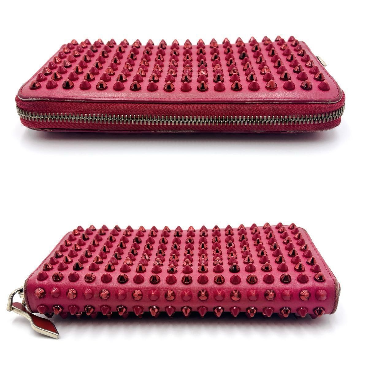 【美品】クリスチャンルブタン パネトーネラウンドファスナー ピンク 長財布 Christian Louboutin クリスチャン・ルブタン ラウンド長財布