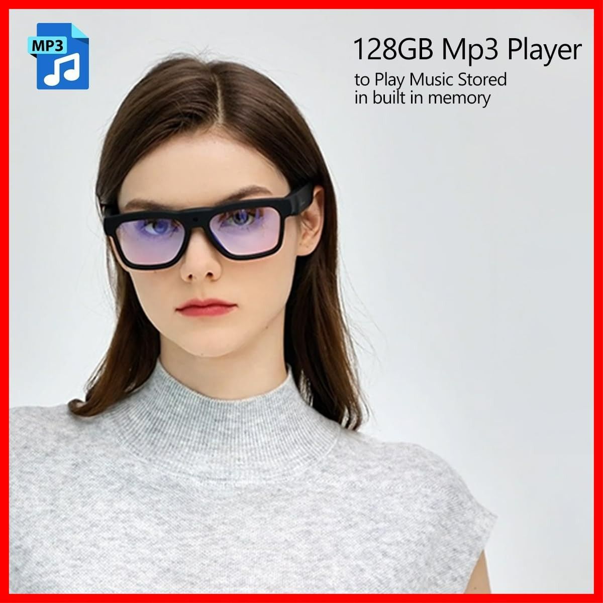 128G スマートメガネ MP3 Bluetoothサングラス Sunshine オープンイヤースピーカー付き 屋内および屋外スポーツ用 偏光 OhO UV保護 ユニセックス WWW_OPDRERGINERDOGAN_COM