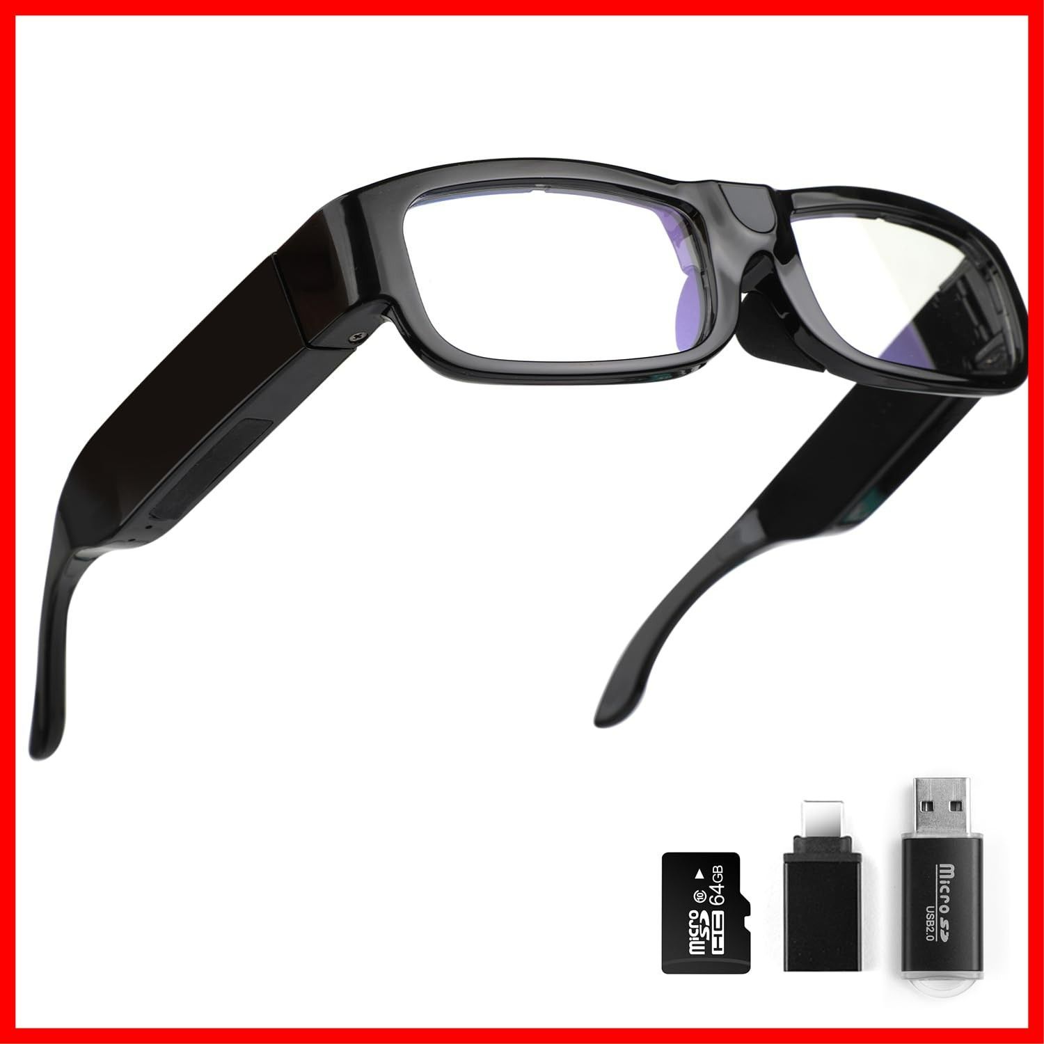 SDカード付属 2 K メンズ ウィメンズ向けスマートグラス 屋外スポーツ サイクリング ハイキング 登山 旅行に最適 アプリ不要 64 GB カメラグラス WatcherVision