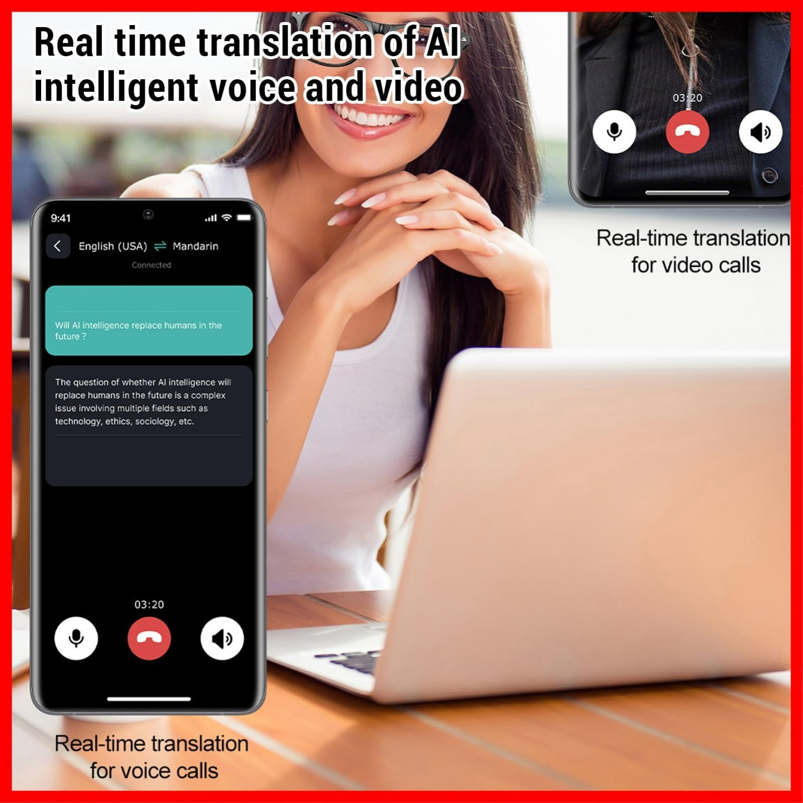 スマートAI翻訳メガネ134言語リアルタイム翻訳メガネブルーライトフィルター音楽プレーヤー女性男性ビジネス旅行のための言語翻訳者