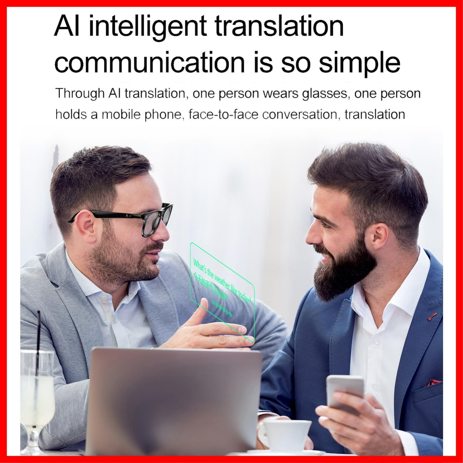 スマートAI翻訳メガネ134言語リアルタイム翻訳メガネブルーライトフィルター音楽プレーヤー女性男性ビジネス旅行のための言語翻訳者